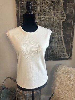 Size S - Industry Republic Clothing Cream Crewneck Sleeveless Tee
